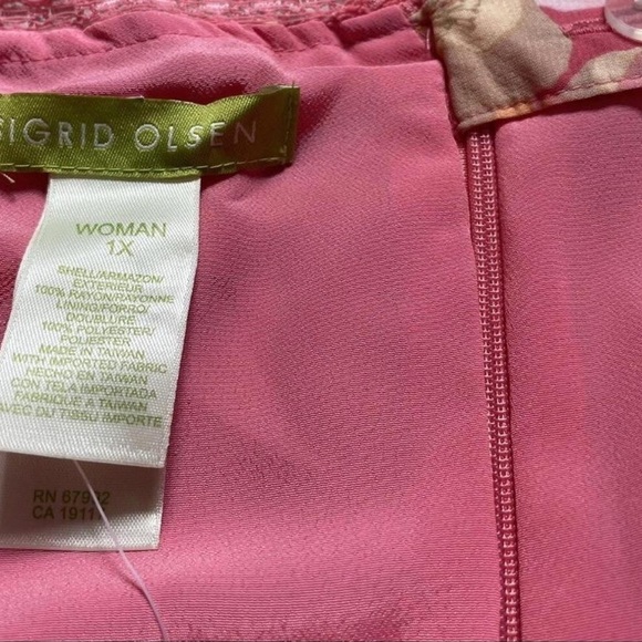 VTG Y2K Sigrid Olsen Lily Garden Pink Floral Rayon Skirt Women’s 1X NWT - Picture 5 of 6